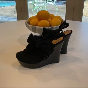 Nanette Lepore black suede platform clogs. Size7